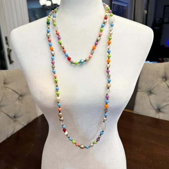 Vintage Jewelry - Beautiful Vintage Long 30” Multicolored Bead Necklace